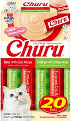 Inaba Churu Seafood & Chicken Variety Pack Grain-Free Lickable Cat Treats, 0.5-oz tube, 20 count