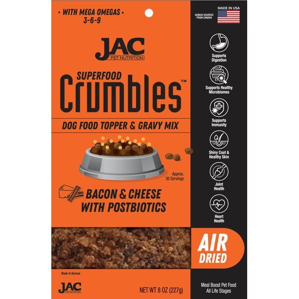JAC PET NUTRITION AirDried Bacon & Cheese Superfood Crumbles Dog Food