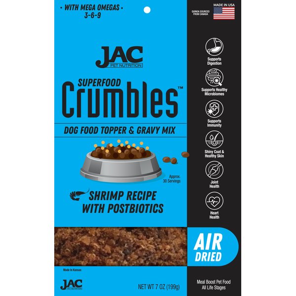 JAC Pet Nutrition Air-Dried Bacon & Cheese Superfood Crumbles Dog Food Topper