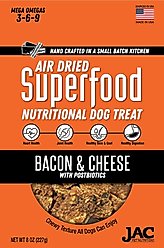JAC Pet Nutrition Air-Dried Bacon & Cheese Superfood Dog Treat, 8-oz pouch