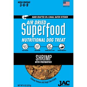 JAC Pet Nutrition Air-Dried Shrimp Superfood Dog Treat, 8-oz pouch