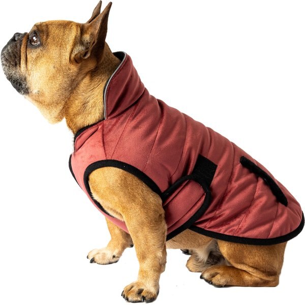 KURGO Loft Reversible Insulated Dog Quilted Coat, Chili Red & Charcoal