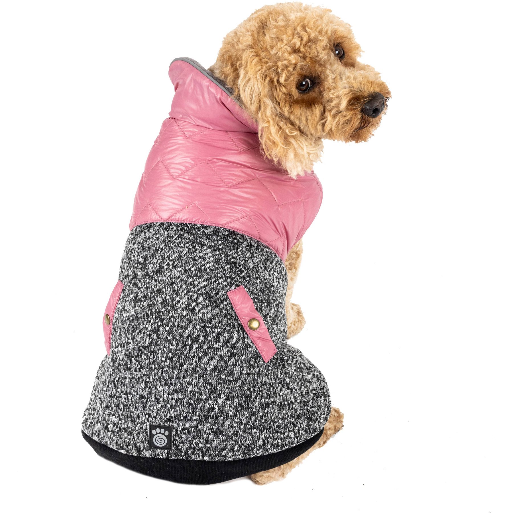 PETRAGEOUS DESIGNS Colorblock Radiator Fleece Dog Puffer Coat, Pink