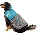 PetRageous Designs Colorblock Radiator Fleece Dog Puffer Coat, Teal, Large