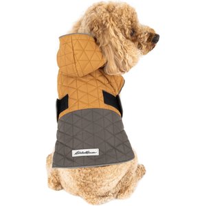 PetRageous Designs Eddie Bauer Pet Richaland Two-Tone Quilted Dog Puffer Jacket, Brown, Large