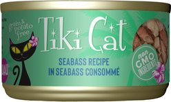 Tiki Cat Oahu Luau Seabass in Seabass Consomme Grain-Free Canned Cat Food, 2.8-oz, case of 12