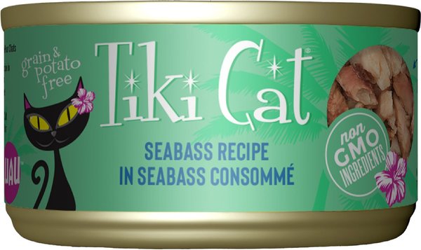 Tiki Cat Oahu Luau Seabass in Seabass Consomme Grain-Free Canned Cat Food, 2.8-oz, case of 12 slide 1 of 9