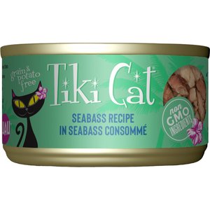 Tiki Cat Oahu Luau Seabass in Seabass Consomme Grain-Free Canned Cat Food, 2.8-oz, case of 12