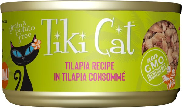 Tiki Cat Kapi'Olani Luau Tilapia in Tilapia Consomme Grain-Free Canned Cat Food, 2.8-oz, case of 12 slide 1 of 9