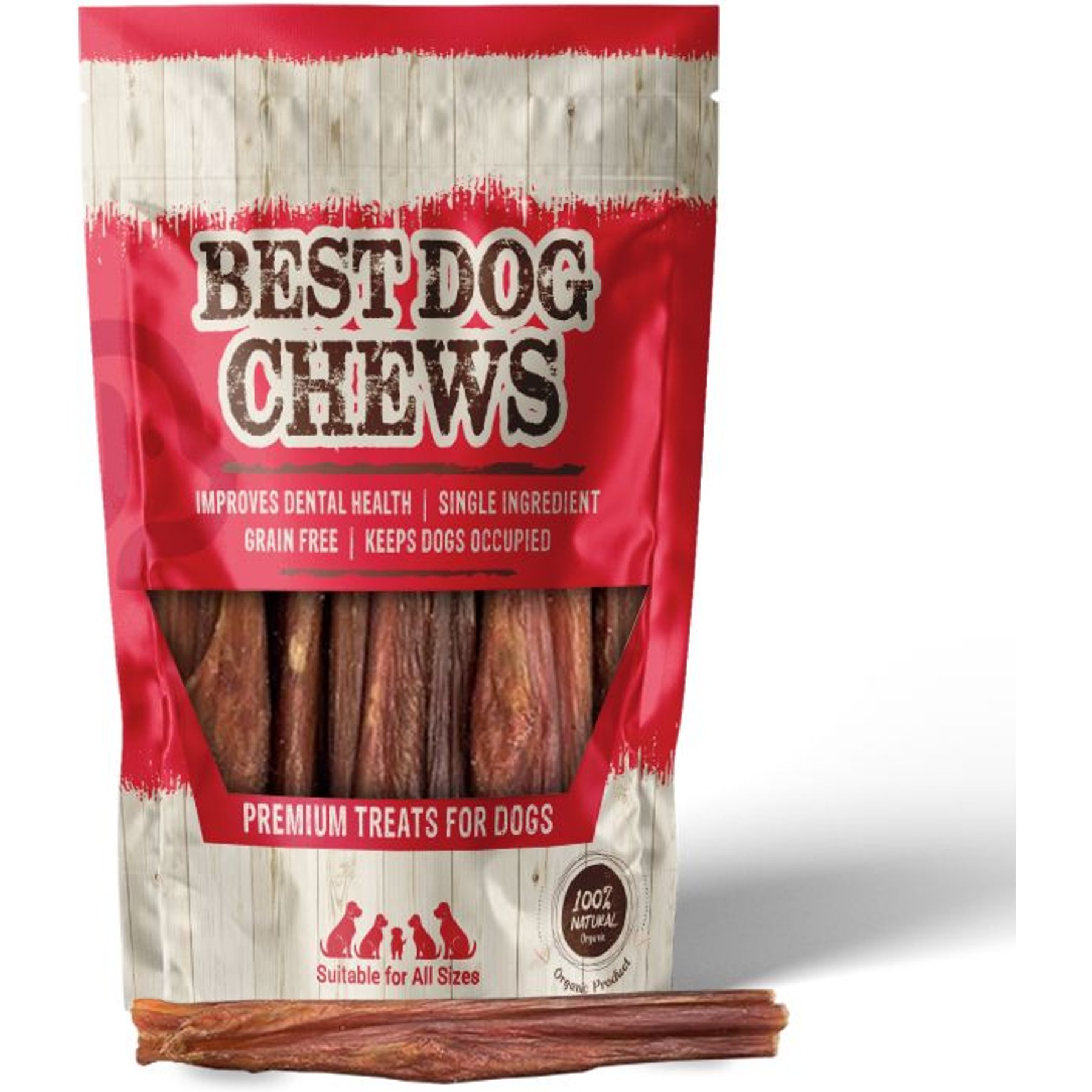 Best Dog Chews Bladder Sticks Beef Flavored 6-in Dog Chews, 12 count