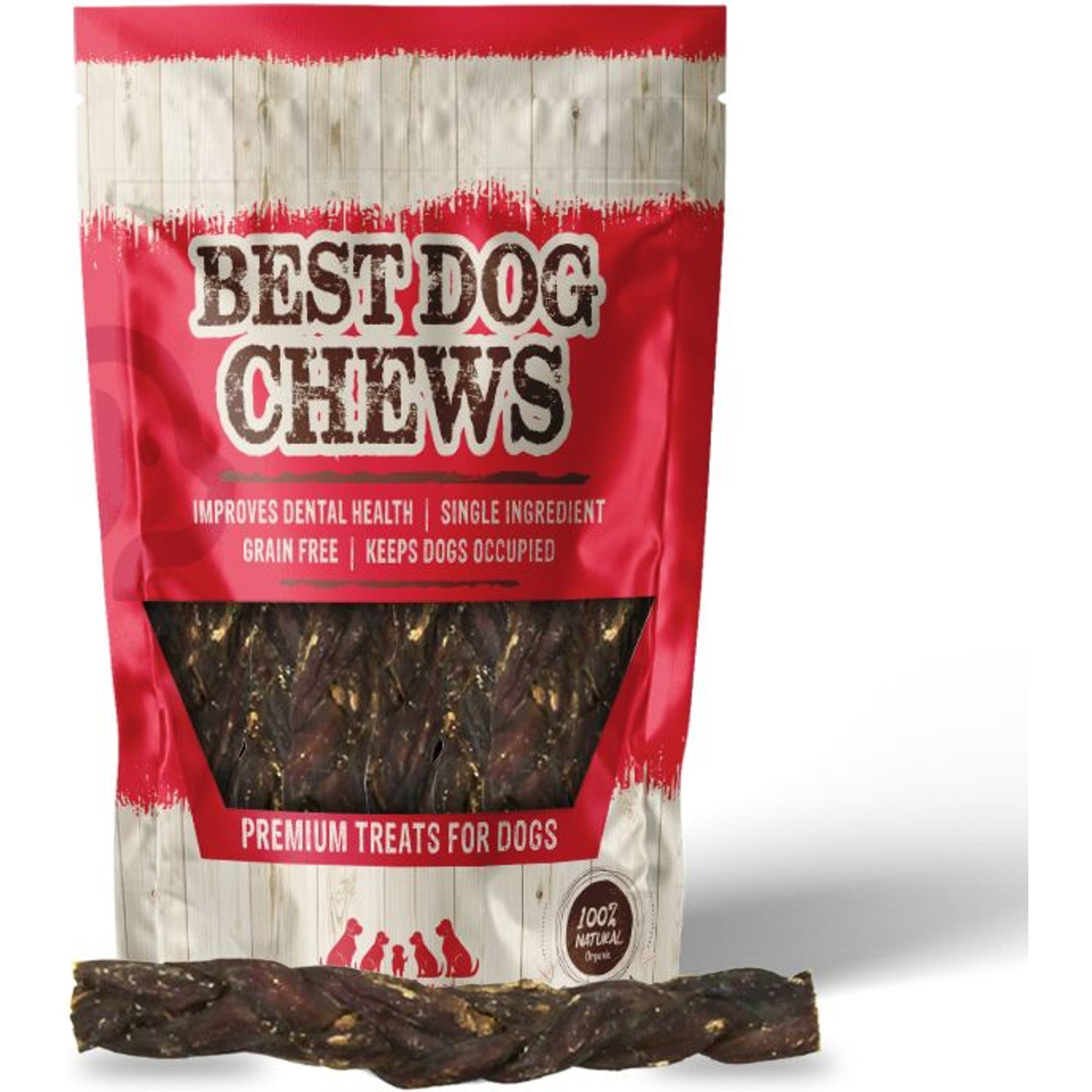 Best Dog Chews Braided Pig Pizzle Sticks 100 Natural Dog Chews and Treats 6 inch 12 Count