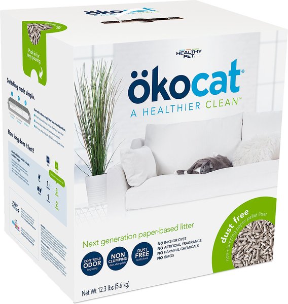 Okocat Dust-Free Unscented Non-Clumping Paper Pellet Cat Litter, 8.2-lb box slide 1 of 10