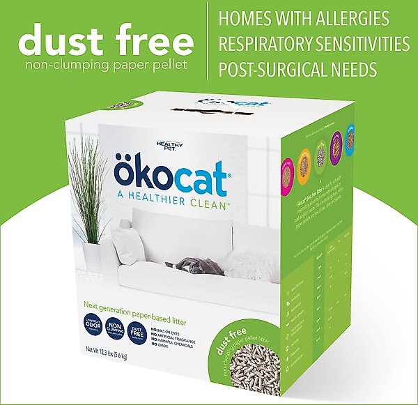 Show full view: Okocat Dust-Free Unscented Non-Clumping Paper Pellet Cat Litter, 8.2-lb box slide 3 of 11