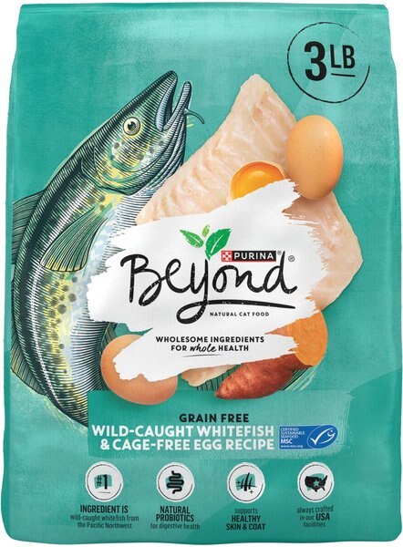 Purina Beyond Grain-Free Natural Simply Wild Caught Whitefish & Cage Free Egg Recipe Dry Cat Food, 3-lb bag slide 1 of 10