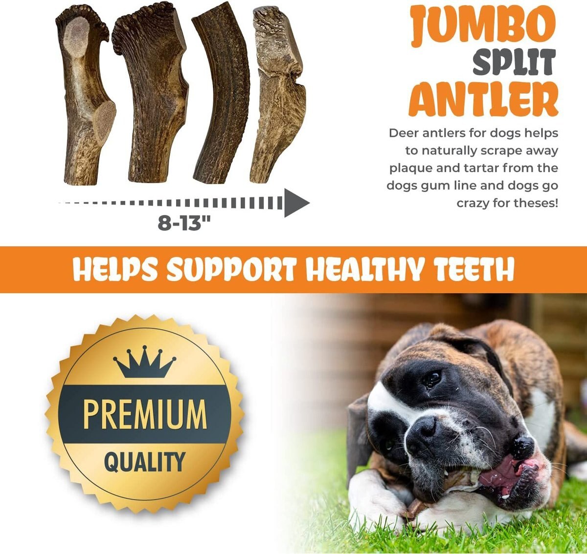 BEST DOG CHEWS Split Elk Antler Dog Treats, 1 count, Jumbo