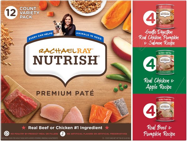 Rachael Ray Nutrish Premium Pate Favorites Variety Pack Wet Dog Food 13 oz can case of 12