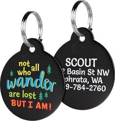 GoTags Not All Who Wander Are Lost Round Personalized Dog ID Tag