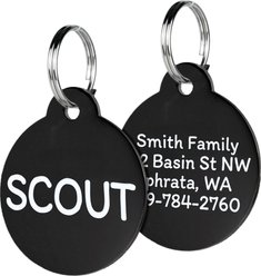 GoTags Black Steel Round Personalized Dog & Cat ID Tag, Small