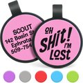 GoTags Silent Silicone Oh Shit! I'm Lost Personalized Dog ID Tag, Pink