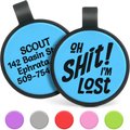GoTags Silent Silicone Oh Shit! I'm Lost Personalized Dog ID Tag, Blue