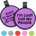 GoTags Silent Silicone I'm Lost! Call My People Personalized Dog ID Tag, Purple