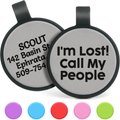 GoTags Silent Silicone I'm Lost! Call My People Personalized Dog ID Tag, Grey