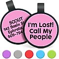 GoTags Silent Silicone I'm Lost! Call My People Personalized Dog ID Tag, Pink