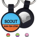 GoTags Personalized AirTag Holder for Collar Dog & Cat ID Tag, Blue & Orange