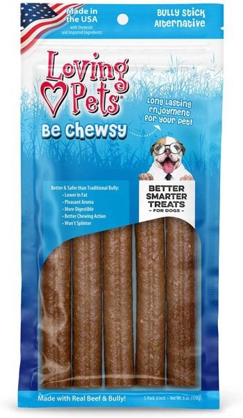 Loving Pets Be Chewsy 6-in Dog Bully Stick Treat, 6-oz bag, 5 count slide 1 of 2
