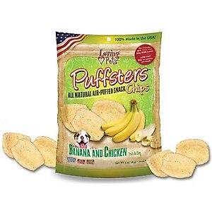 Loving Pets Puffsters Banana & Chicken Dog Crunchy Treat, 4-oz bag
