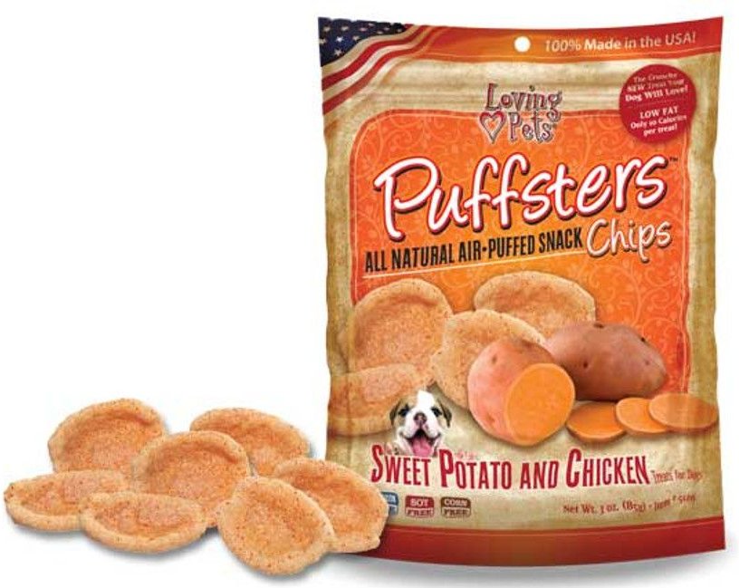 LOVING PETS Puffsters Sweet Potato & Chicken Dog Crunchy Treat, 4oz