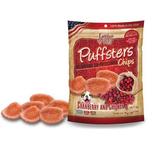 Loving Pets Puffsters Cranberry & Chicken Dog Crunchy Treat, 4-oz bag