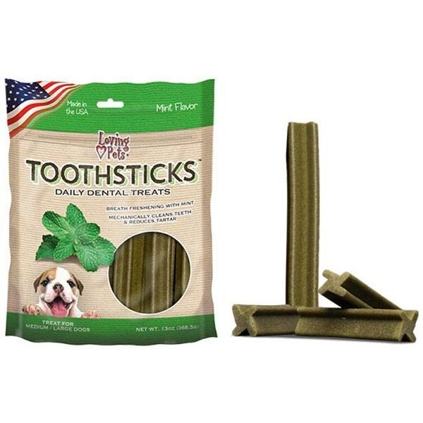 LOVING PETS Toothsticks Small Mint Daily Dog Dental Treat, 13oz bag