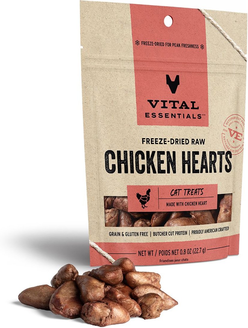 Vital Essentials Freeze Dried Cat Treats, Chicken Hearts