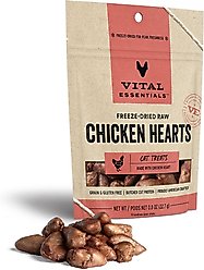 Vital Essentials Chicken Hearts Freeze-Dried Raw Cat Treats, 0.8-oz bag