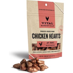 Vital Essentials Chicken Hearts Freeze-Dried Raw Cat Treats, 0.8-oz bag