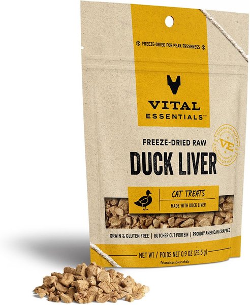 Vital Essentials Duck Liver Treats Freeze-Dried Raw Cat Treats, 0.9-oz bag slide 1 of 7