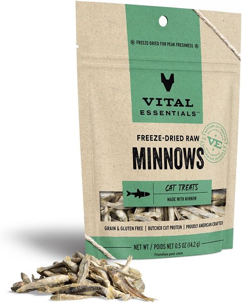 Vital Cat Freeze-Dried Minnows - 100% USA - Nutrient Rich - Crunchy - Satisfying