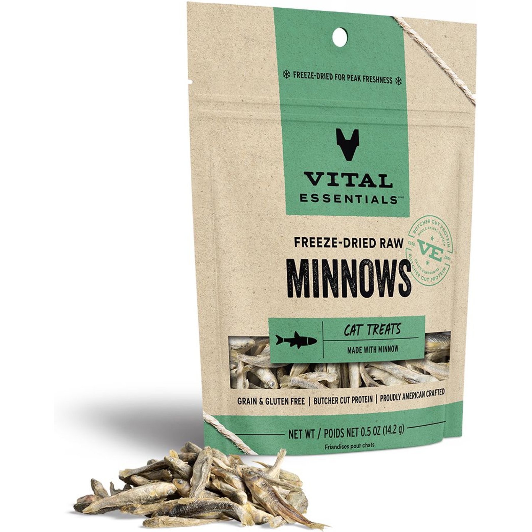 Vital Cat Freeze-Dried Minnows - 100% USA - Nutrient Rich - Crunchy - Satisfying