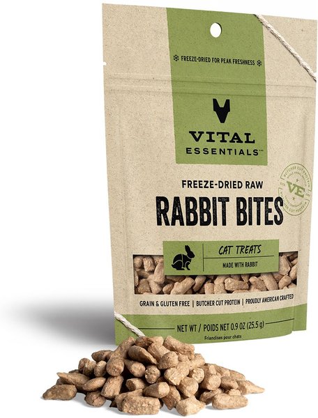 Vital Essentials Rabbit Bites Freeze-Dried Raw Cat Treats, 0.9-oz bag slide 1 of 7