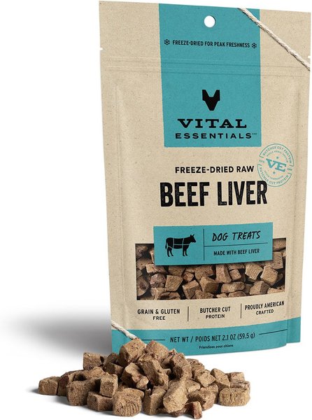 VITAL ESSENTIALS Beef Liver Freeze Dried Raw Dog Treats 2.1 oz