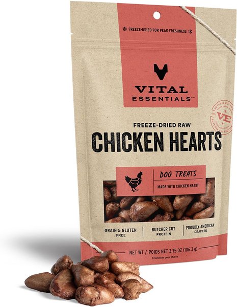 Vital Essentials Chicken Hearts Freeze-Dried Raw Dog Treats, 3.75-oz bag slide 1 of 7