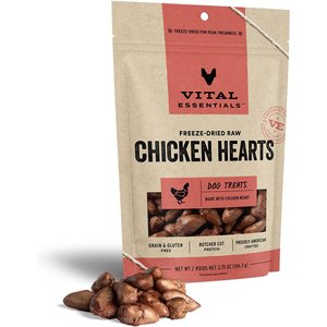 Vital Essentials Chicken Hearts Freeze-Dried Raw Dog Treats, 3.75-oz bag
