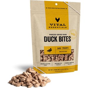 Vital Essentials Duck Bites Treats Freeze-Dried Raw Dog Treats, 5.5-oz bag