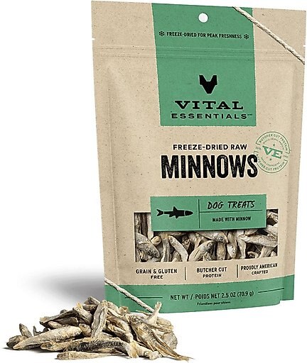 Vital Essentials Minnows Freeze-Dried Raw Dog Treats, 2.5-oz bag