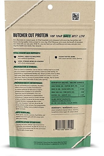Vital Essentials Salmon Bites Freeze-Dried Raw Dog Treats, 2.5-oz bag