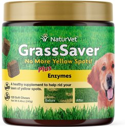 NaturVet GrassSaver Plus Enzymes Soft Chews Urinary & Lawn Protection Supplement for Dogs, 120 count