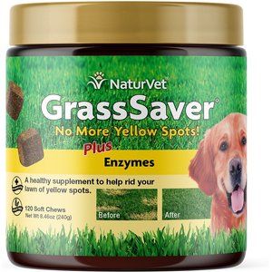NaturVet GrassSaver Plus Enzymes Soft Chews Urinary & Lawn Protection Supplement for Dogs, 120 count