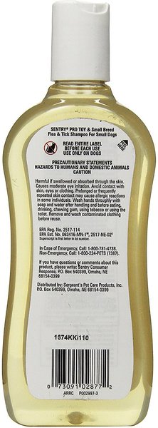 SENTRY Pro Toy Breed Flea Tick Shampoo for Dogs 12 oz bottle