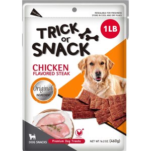 Trick or Snack Natural Smoked Delicious Soft Tender Nutritious Healthy Chicken Jerky Dog Treats, 1-lb bag